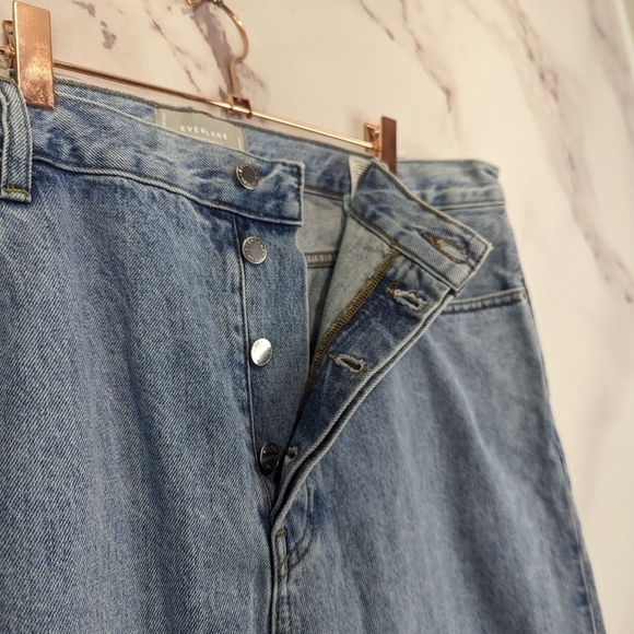 Everlane Denim 33 Relaxed Straight Jean Light Wash Button Fly Crop High Rise NEW - Picture 10 of 12